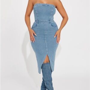 Sexy Denim Midi Dress - Denim NEW